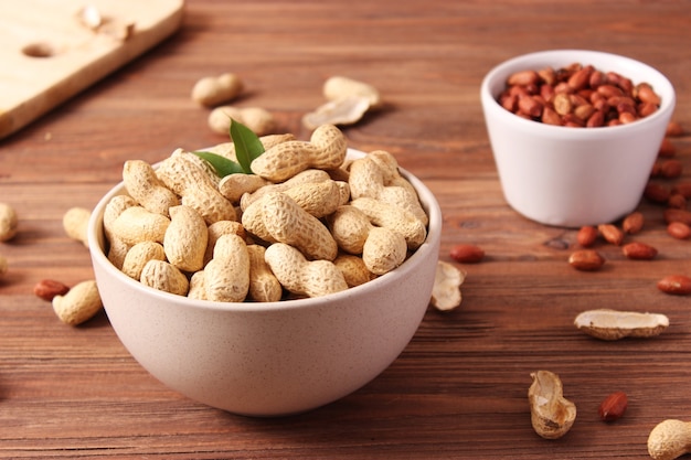 Peanuts on a light background closeup nuts