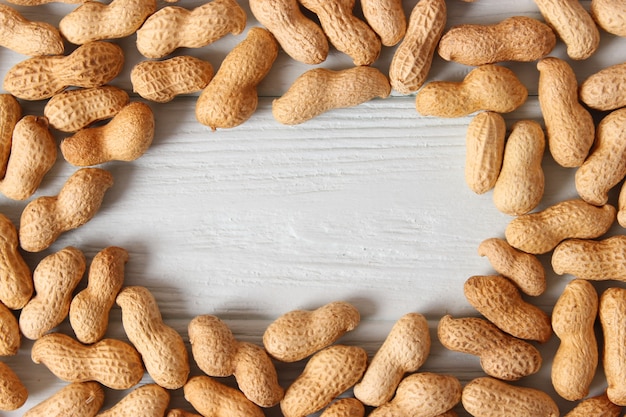 Peanuts on a light background closeup nuts