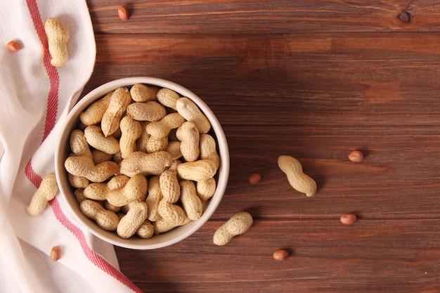 Peanuts on a light background closeup nuts