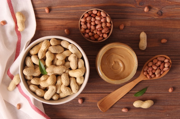 Peanuts on a light background closeup nuts