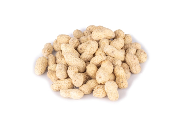 Peanuts pile single  isolated  on white background