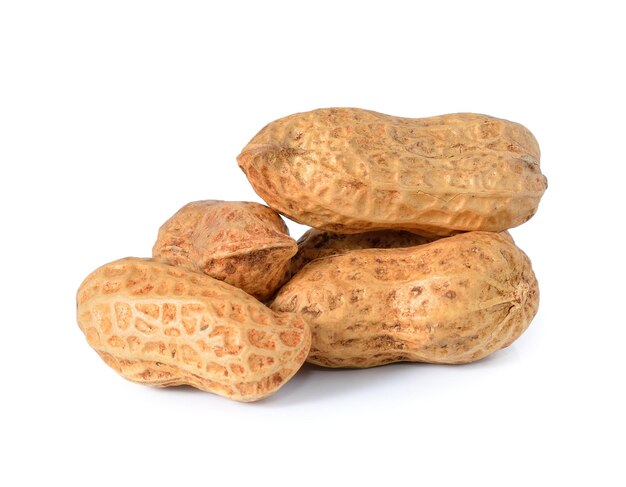 Peanuts on white background