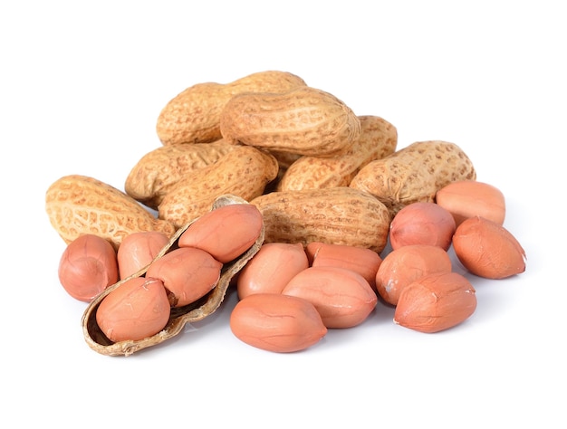 Peanuts on white background