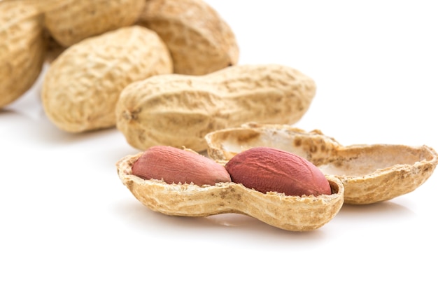 Peanuts on white background