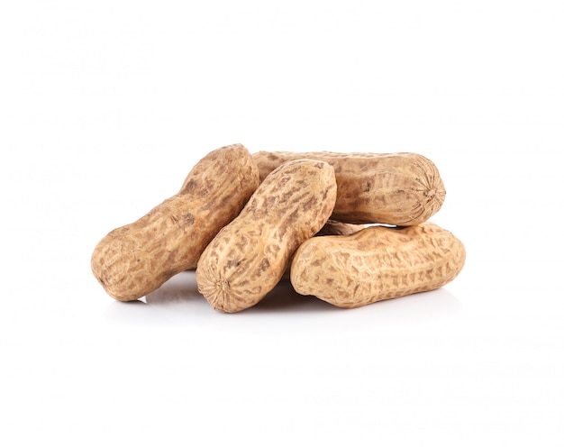 Peanuts on white background