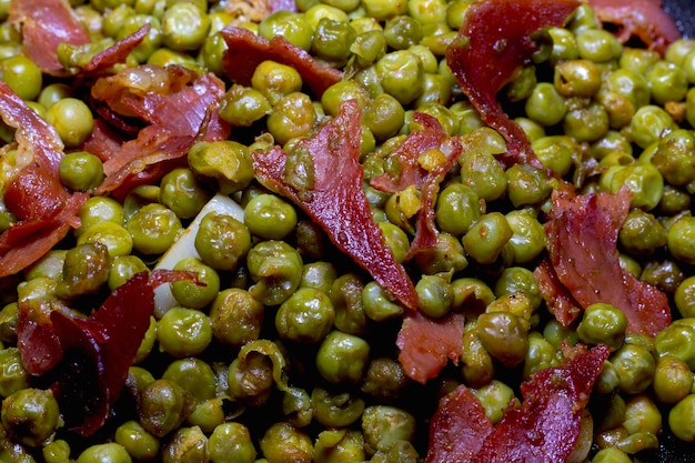 peanuts with spanish iberian ham and stick fork