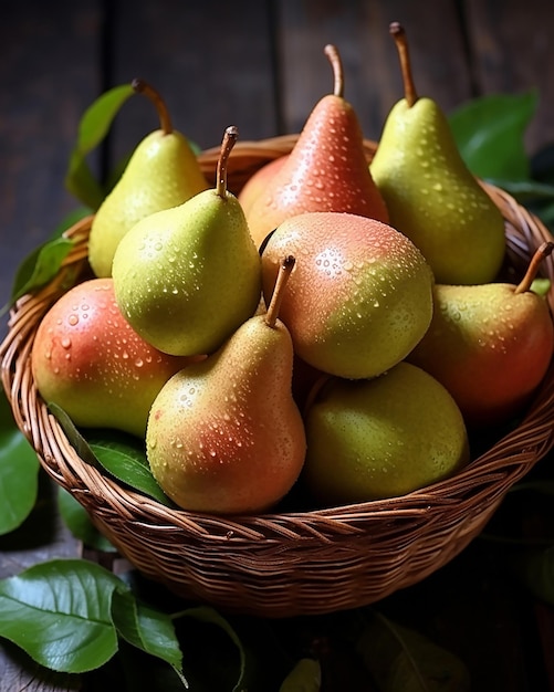 pear in the basket rustic style