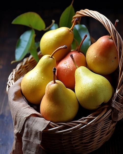 pear in the basket rustic style