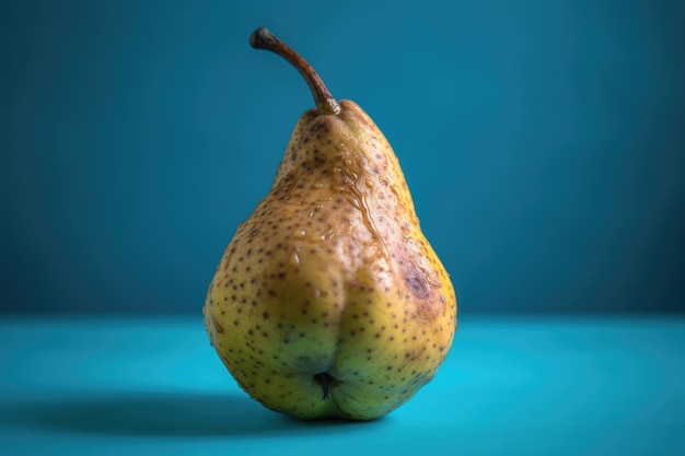 A pear on a blue background