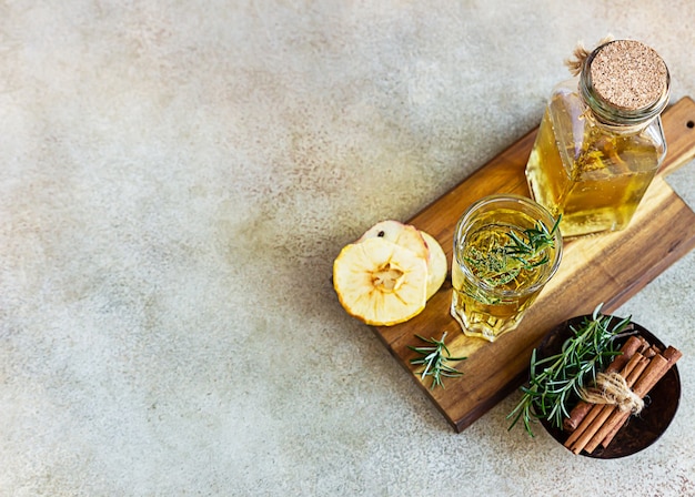 Pear cider cocktail with rosemary