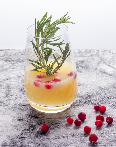 Pear cocktail with cranberries