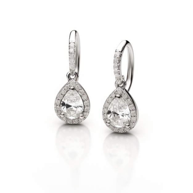 Pear Diamond Earrings In 18 Carat White Gold