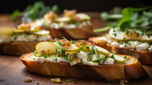 Pear fig and chevre crostini