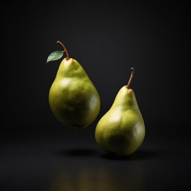 Pear fruit in the center of a black background