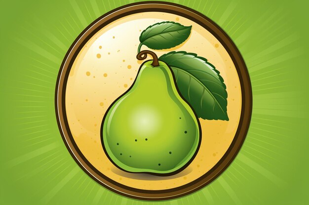 Photo pear fruit on green circle background