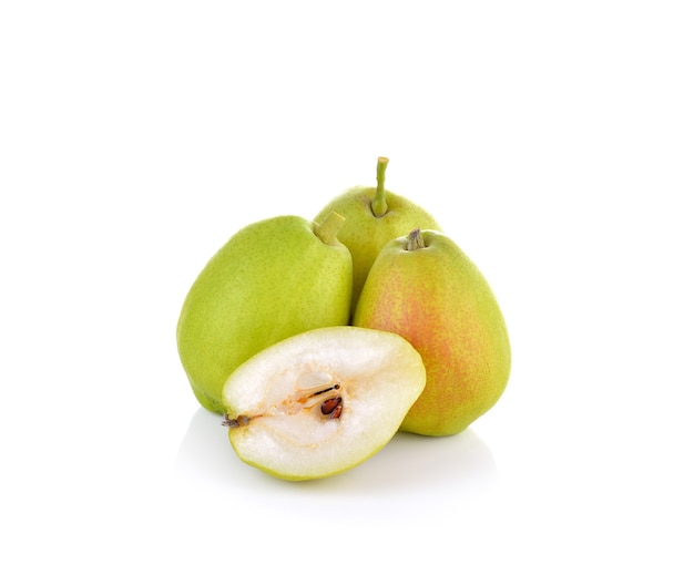 Pear fruit on white wall