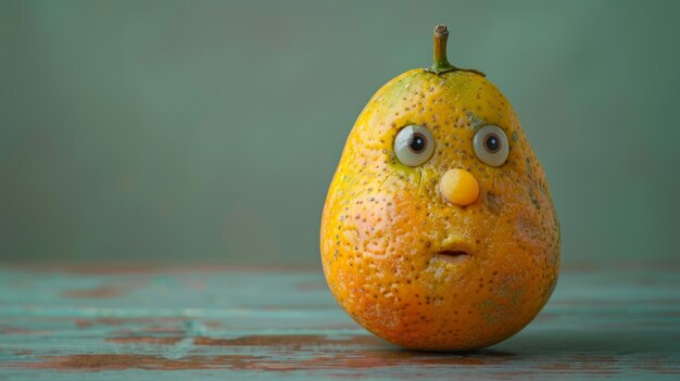 Pear Fruit With Face Drawn on It