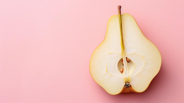 Photo pear fruits top view on the pastel background