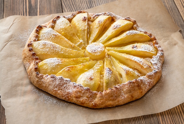 Pear and ginger galette on baking paper