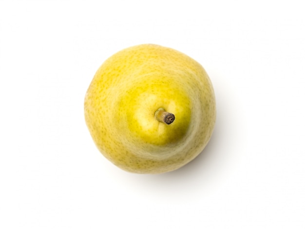 Pear isolated on white wall. Flat lay