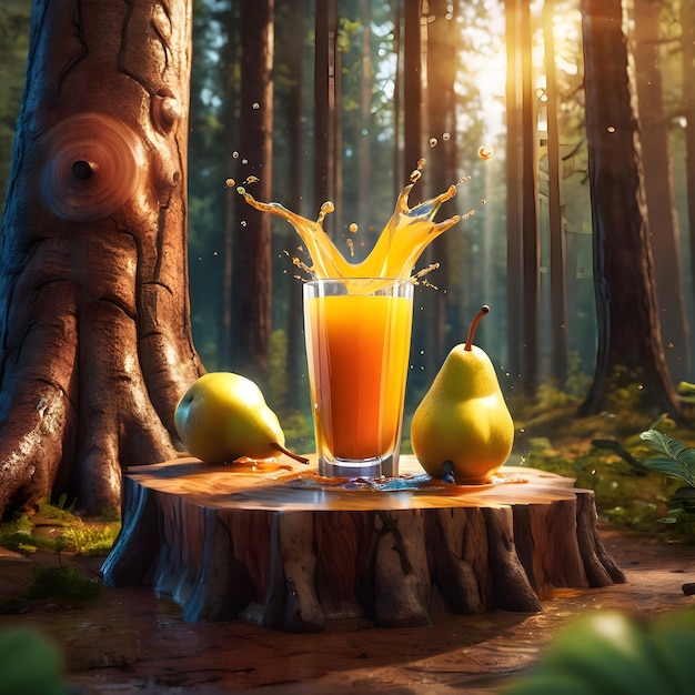 pear juice Podium in forest