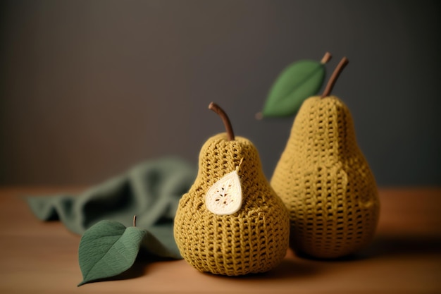 pear shape crochet art illustration full of color