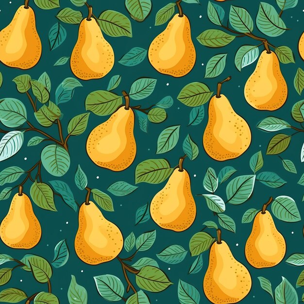 pear square botanical draw pattern