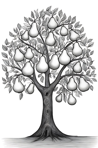 Photo pear tree coloring coloring page printable coloring page