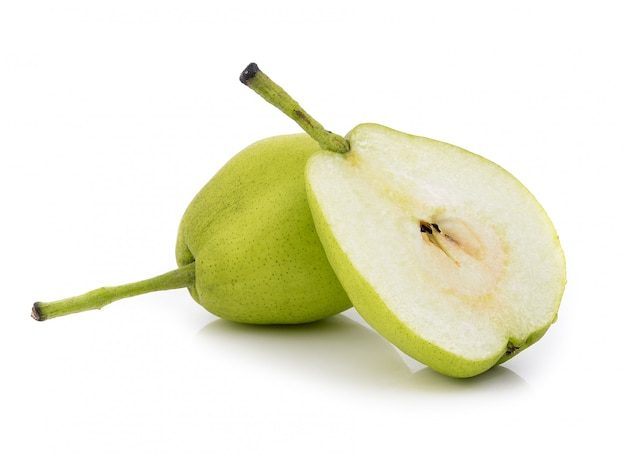 Pear on white space