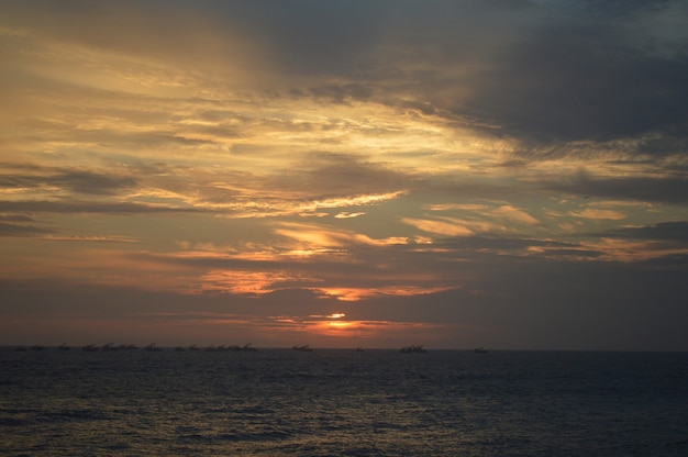 写真 美しい夕日と梨