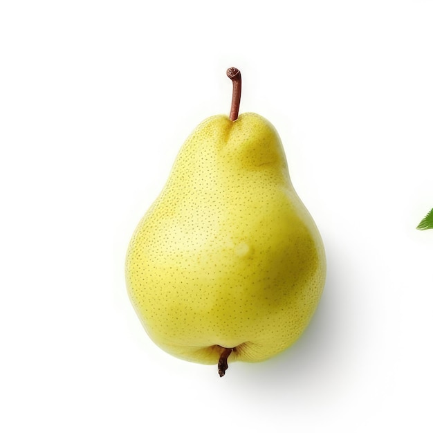 A pear with a leaf that says " pear " on the top.