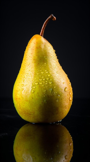 a pear with water droplets on it