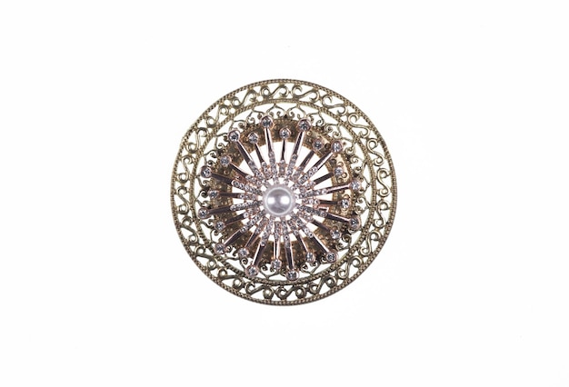 pearl brooch isolated on white background