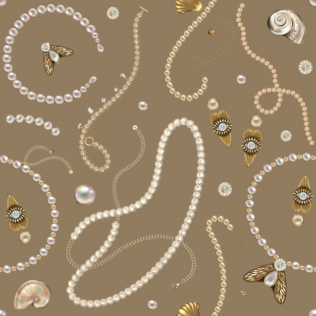 Pearl jewellery illustration Seamless Pattern