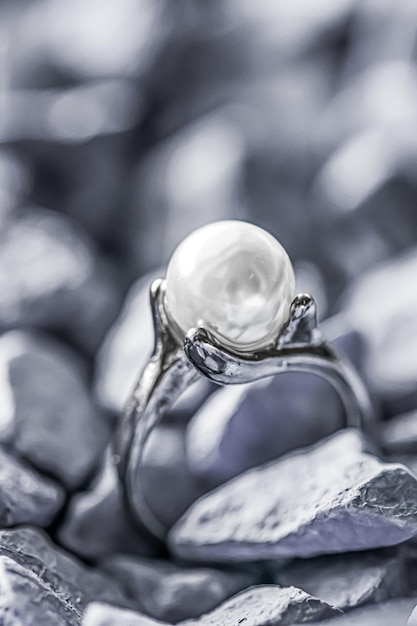 Pearl ring closeup jewelry and accessory brand