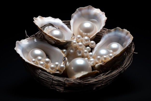 Pearlescent Open oyster shell Generate Ai