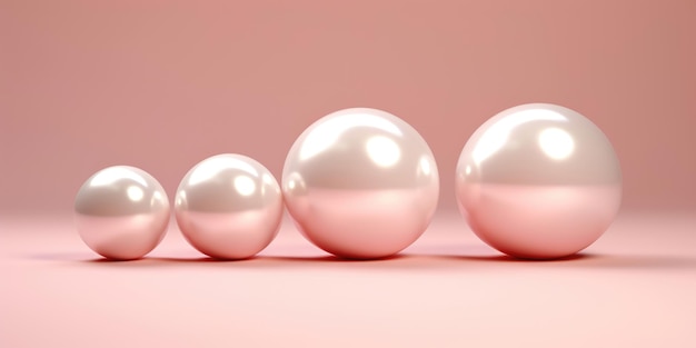 Фото Перлы растущего размера на пастельно-розовом фоне, изображающие простоту и рост