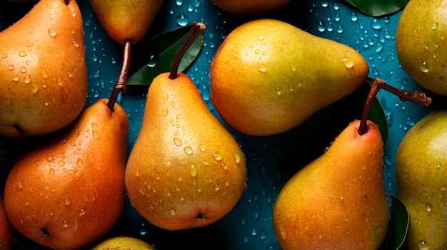 pears on black background