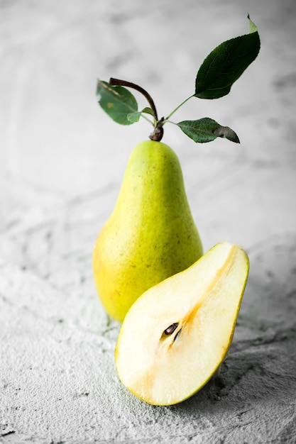 Pears on a concrete background