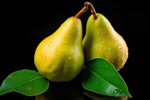 Pears fresh on a black background