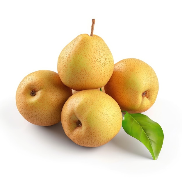 Pears isolated on white background generative AI