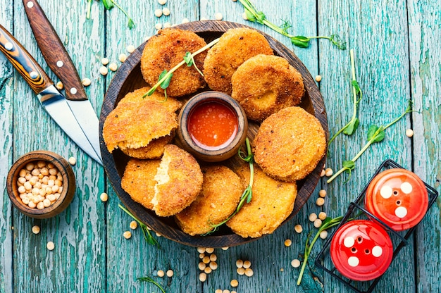 Peas cutlets on a plate