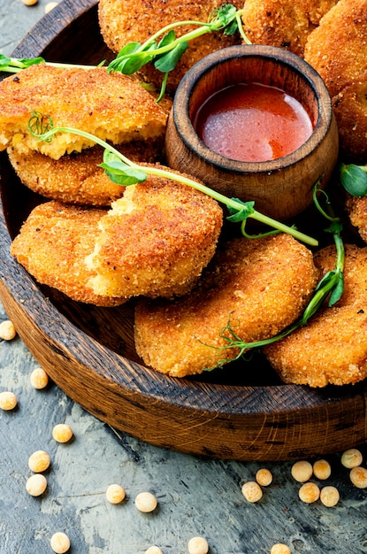 Peas cutlets on a plate