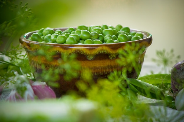 Peas green. selective focus. food and drink.