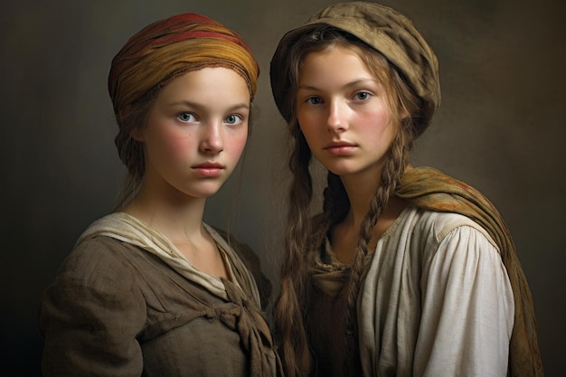 Peasant rustic girls Generate Ai