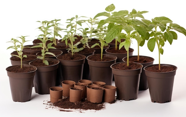 Peat Pot Planting on White Background