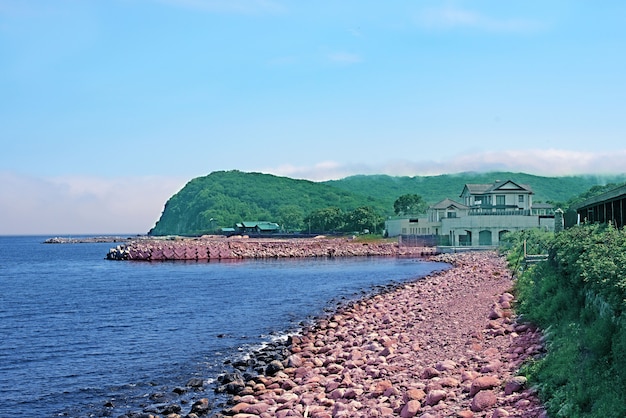 Pebble beach on the shore of the sea of Japan