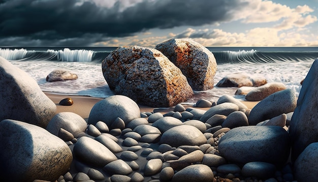 a pebble and rock beach