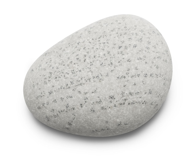 Pebble Smooth gray sea stone isolated on white background with shadows clipping path for isolation without shadows on white