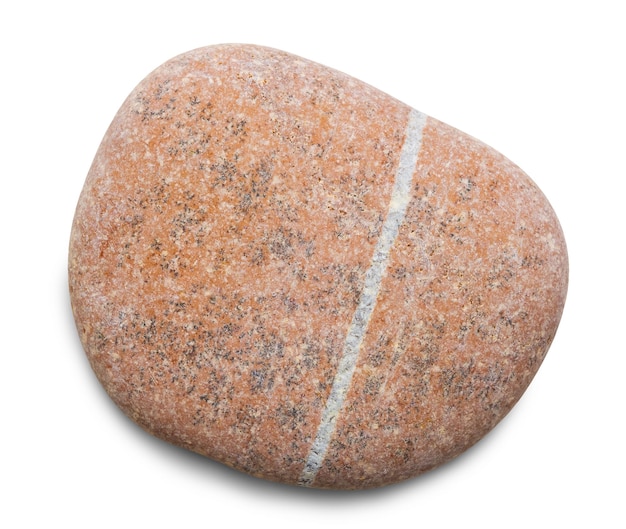 Pebble Smooth red sea stone isolated on white background with shadows clipping path for isolation without shadows on white